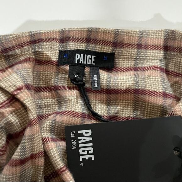 Paige Jenelle Ruffle Shoulders Plaid Long Sleeve Button Down Shirt Size M - Picture 7 of 11